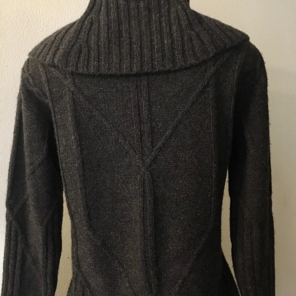 C By Bloomingdales Women Wool/Cashmere Cable-Knit Turtleneck Dark Gray Sweater S - Picture 6 of 10
